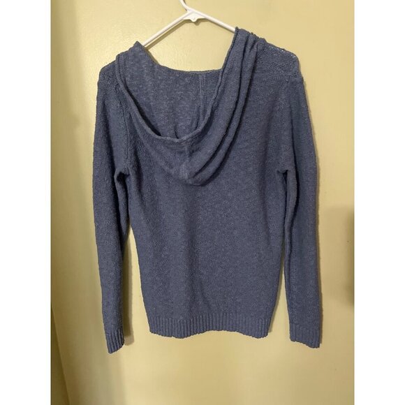 L.L.Bean Womens Hooded Knit Sweater Small S Cotton Lightweight Pullover With Fr - Picture 4 of 8